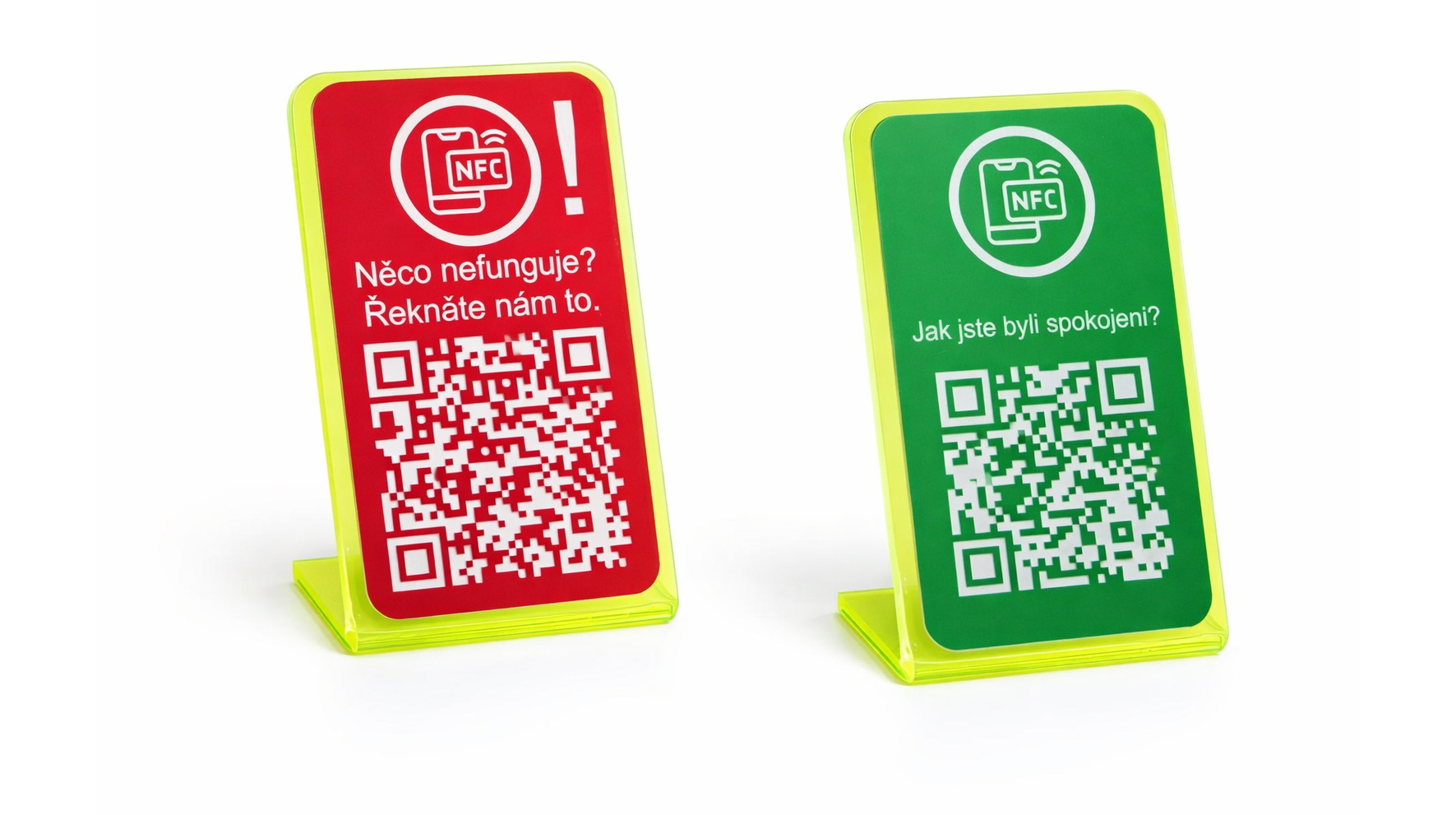 neonový stojánek qr/nfc